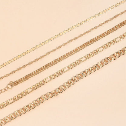 Simple Graceful Metal Chain Retro Creative Snake Chain Anklet Five-piece Set